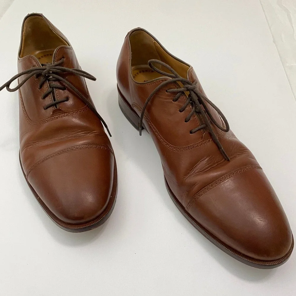 Johnston & Murphy Old Money Park Avenue Oxford Men 8 Brown Cap Toe Dress Shoe